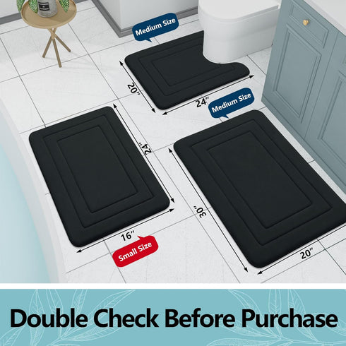 Arotive Memory Foam Bathroom Rug Mat 24x16, Ultra Soft and Absorbent Bath Mat, Machine Wash Dry, Comfortable Bath Rug Carpet for Bathroom Floor, T...