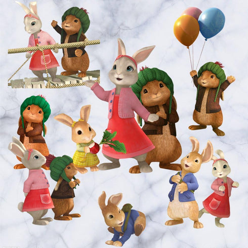 Assemble Peel and Stick Stickers Decals for Wall, Luggage and More. Rabbit...