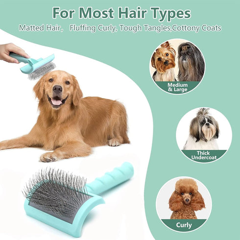 Large Slicker Brush for Dogs,Cats,Extra Long Pin Shedding Brush for Long Haired Dog,Cat, Pet Grooming Wire Brush for Thick Undercoat Curly Hair,25...