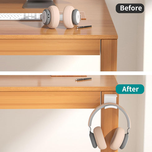 HomeMount Headphone Hook Under Desk - Headphone Holder Under Table, Adhesive Gaming Headphone Stand Hanger Desk Mount for Most Headphone(White-2P)...