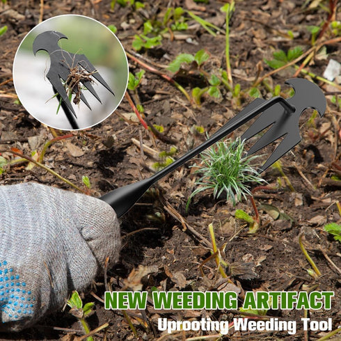Weeding Artifact Uprooting Weeding Tool, Garden Weeding Tool 4 Tooth Manganese Steel, Portable Garden Weeding Tool, Multi-Function Weeding Tool wi...
