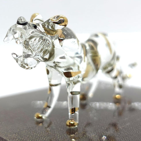 Tiger Miniature Figurines Hand Blown Glass Art Animals Collectible Gift Home Décor (Clear Gold)...