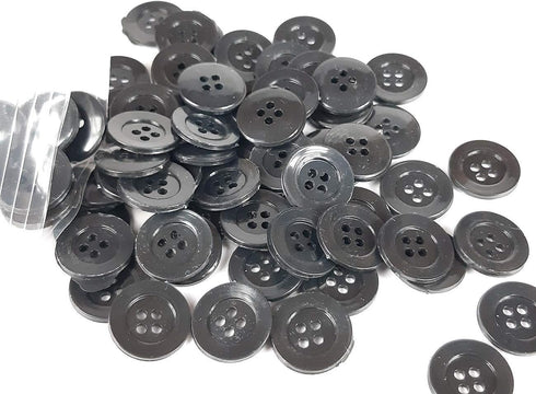 3/4" Inch Round Button (19 mm) 150 Pcs for Sewing Garment Clothing Dress Pants Skirt Hat Accessories Scrapbooking DIY Craft - Black Color....