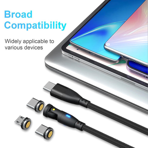 Ion 6 in 1 IP/Type-C/Micro USB PD 100W 540 Rotation Magnetic Data Transmission & Fast Charging Cable 1.8 Meter Length...