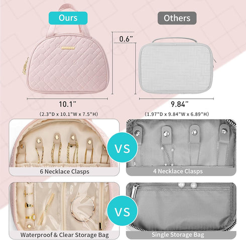 Vlando Jewelry Travel Organizer Case, Jewelry Storage Book Ring Binder with Jewelry Bags Clear Booklet Zipper Pouch Bag for Necklaces, Earrings, R...