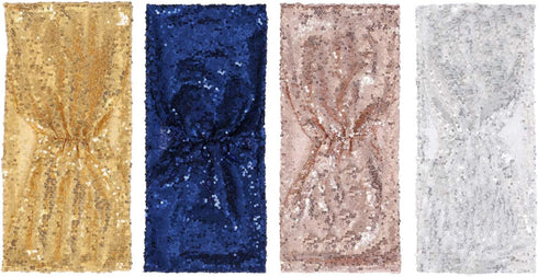 Poise3EHome Sequin Chair Sashes Navy Blue Folding Chair Covers Bow for Wedding Party Reception Decorations, 10 PCS...