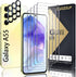 [4+3 Pack Galaxy A55 Screen Protector, 4 Pack Tempered Glass with 3 Pack Camera Lens Protector, High Clarity, Anti-Shatter, Bubble Free for Samsun...