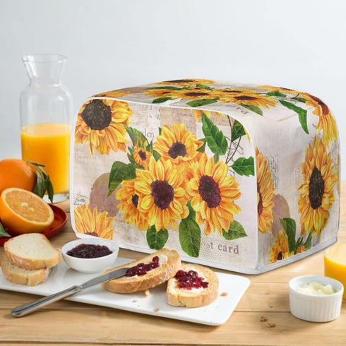 Vintage Sunflower Toaster Cover, 2 Slice Small Appliance Bread Maker Cover for Kitchen, Dustproof Toaster Oven Cover...