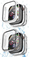 COOLQO 2 Pack Waterproof 2 in 1 Case Compatible for Apple Watch 40mm SE 2nd 2023 SE 6 5 4, with 9H Tempered Glass Screen Protector, Full Body Cove...