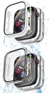 COOLQO 2 Pack Waterproof 2 in 1 Case Compatible for Apple Watch 40mm SE 2nd 2023 SE 6 5 4, with 9H Tempered Glass Screen Protector, Full Body Cove...