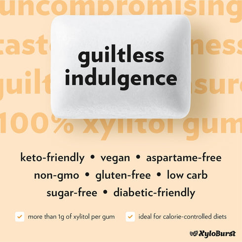 XyloBurst Gum | Xylitol Chewing Gum | Sugar Free, Gluten Free, Keto Friendly | Aspartame Free Gum For Oral Health | Fruit | 100-Count Jar...