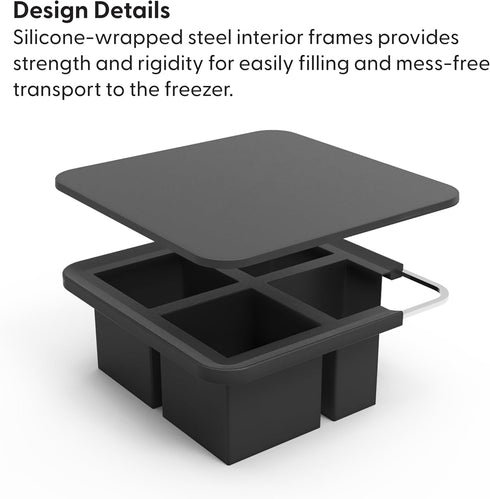 W&P Peak Silicone Extra Large Cube Ice Tray w/ Protective Lid | Blue Peak | Easy to Remove Ice Cubes | Food Grade Premium Silicone | Dishwasher Sa...