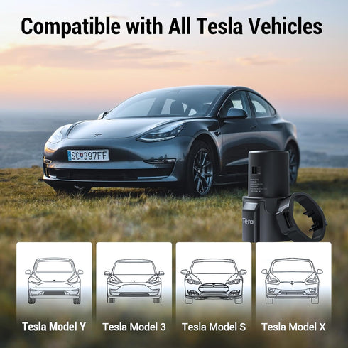 Tera J1772 to Tesla Charging Adapter: FCC Certified J1772 Charging Adapter with Lock for Tesla 3 Y S X Max 80A 250V AC Plug & Play Widely Compatib...