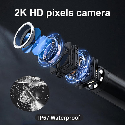 Endoscope Camera with Light, HD Wireless Endoscope, IP67 Waterproof Borescope Inspection Camera, 8mm 16.4ft Semi-Rigid Snake Camera Cable, Industr...