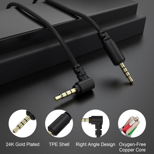 Replacement Audio Cable 3.5mm to 3.5mm Aux Cord Compatible with Razer BlackShark V2 Pro/Barracuda X/Razer Nari Ultimate Wireless 7.1 Surround Soun...