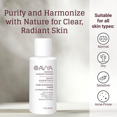 AVYA Pore Minimizing Toner (Travel Size - 1 fl oz) - Infused with Hyaluronic Acid, Witch Hazel for Toning and Cleansing, Licorice Root for Soothin...