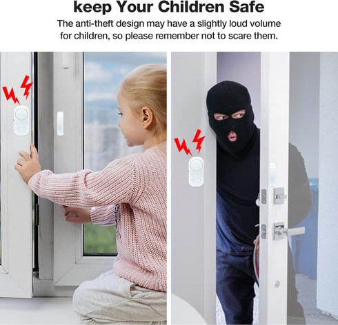 HIIXHC Door Window Alarm, 95DB Door Alarms for Kids Safety, Wireless Sensor Door Window Burglar Alarm-Window Pool Alarms for Home (6 Pack)...