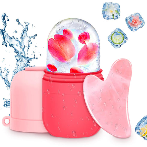 AURUZA Ice Face Roller and Gua Sha Set, Ice Roller for Face & Eye Puffiness Relief Beauty Facial Rollers Mold Icing Massage Skin Care Tools for Br...