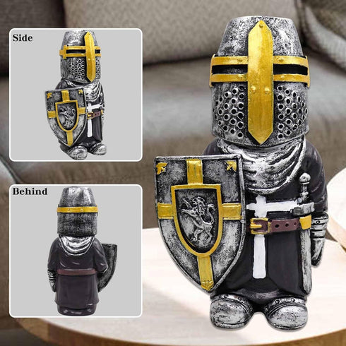 Knight Garden Gnomes Guard Garden Statue Decorations Medieval Templar Crusader Guard Knight Armor Sculpture for Home Garden Decor...
