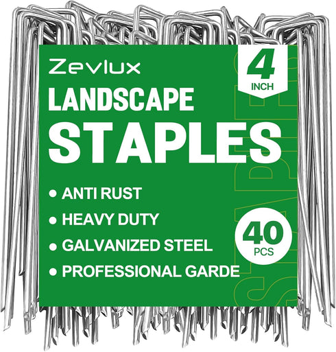 Landscape Staples 4 Inch 12 Gauge Galvanized Garden Lawn Stakes, Heavy Duty Sod Pins for Fences, Lawns, Weed Barriers, and Landscape Fabrics, Nett...