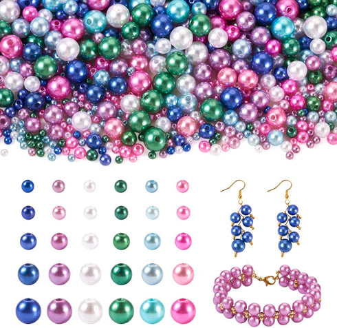 Cheriswelry 3000Pcs 4/6/8/10/12mm Imitation Pearl Acrylic Beads Dyed Round Loose Spacer Bead Kit for Necklace Bracelet Earring Jewelry Making Craf...