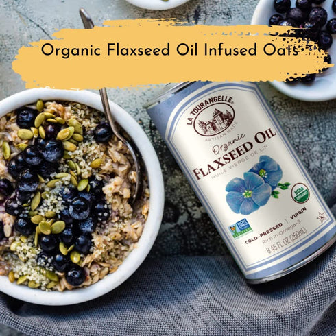 La Tourangelle, Organic Flaxseed Oil, Essential Omega-3 to Improve Heart Health, Vegan, Non-GMO, Gluten-Free, Kosher, Cast Iron Seasoning, 8.45 Fl...