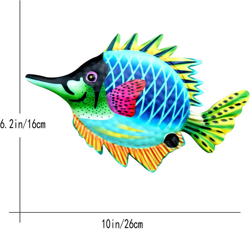 HHgrowe Metal fish art wall decor ocean beach swimming pool garden decoration indoor and outdoor home hanging decoration Sculpture Statue 4PC...