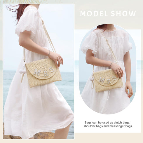 Straw Clutch Purses for Women Summer Beach Bag Woven Purse Wedding Vacation Purse...