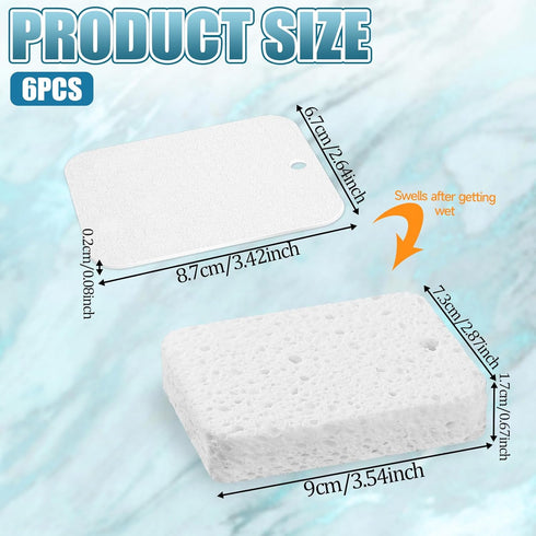 6 Pcs Non-Scratch Scrub Sponges, Heavy-Duty White Sponges for Dishes, Cleaning Sponges Kitchen Wood Pulp Sponges Multi-Purpose Dish Scrub Sponges ...
