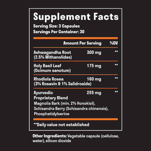 Adrenal Support - Cortisol Manager & Adrenal Support Supplements with Ashwagandha Extract, Rhodiola Rosea, Holy Basil to Support Stress, Fatigue &...