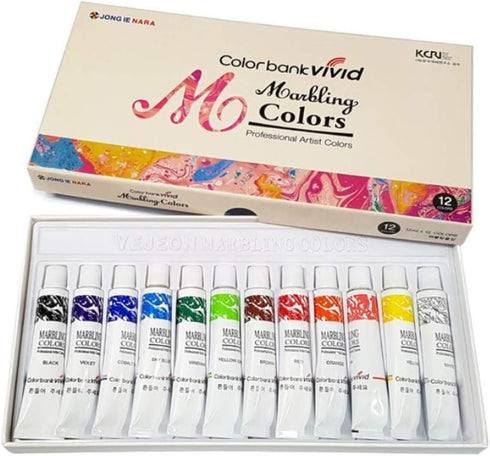 New Water Marbling Paint 12 Colors Tube Set / 12ml Marble kit...