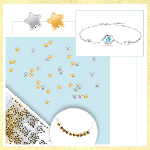 400 Pcs Star Beads Charm, 6mm Star Shape Spacer Star Spacer, Beads Star Pony Beads Five-Pointed Star Bracelet Charms with Box Sealing Star Beads f...