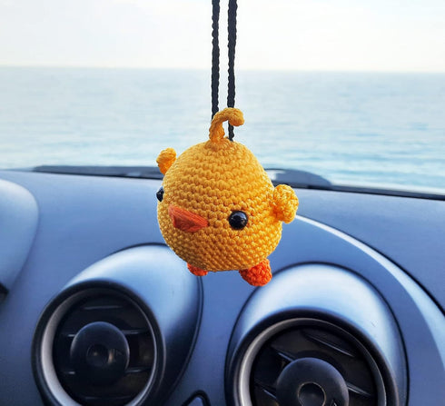 Cute Molang Crochet Car Rear View Mirror Hanging Decorations, Handmade Car Mirror Holder Accessories, Bag Ornament....