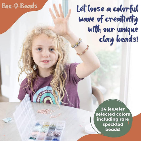 Clay Bead Bracelet Making Kit for Girls 6000 Pcs - Jewelry Craft Set, Earth Tones Flat Heishi Beads Clay Beads for Bracelets Making, Ages 8-12, Ne...