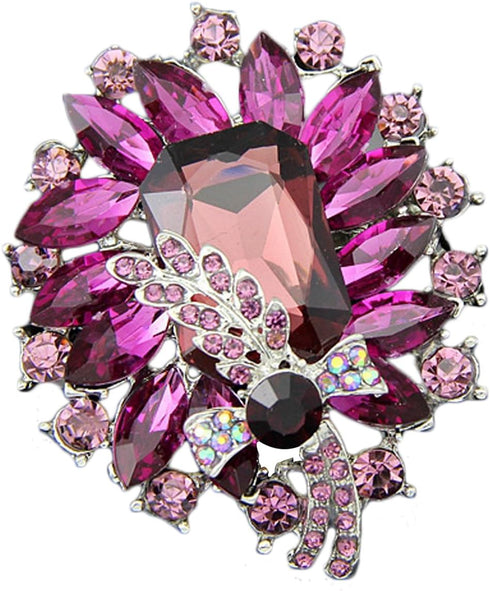 4pcs Purple Crystal Rhinestone Brooches For Wedding Bouquet Decoration...