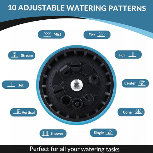 Garden Hose Sprayer Nozzle - Water Hose Nozzle with 10 Adjustable Spray Patterns Heavy Duty, Thumb Control On Off Valve, High Pressure Hose Spraye...