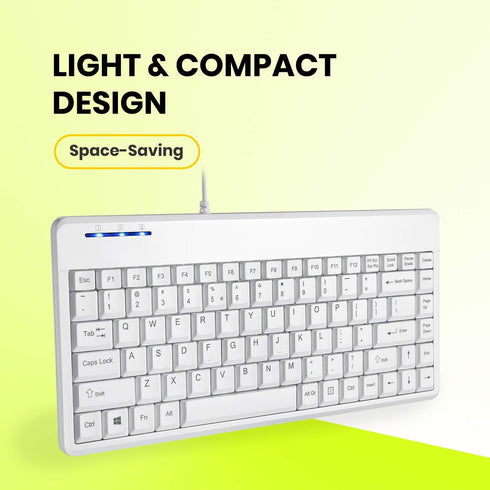 Perixx PERIBOARD-409PW Wired PS2 Mini Keyboard - 12.36x5.75x0.79 inches Dimension - White - US English Layout,PB-409PWUS-11829...