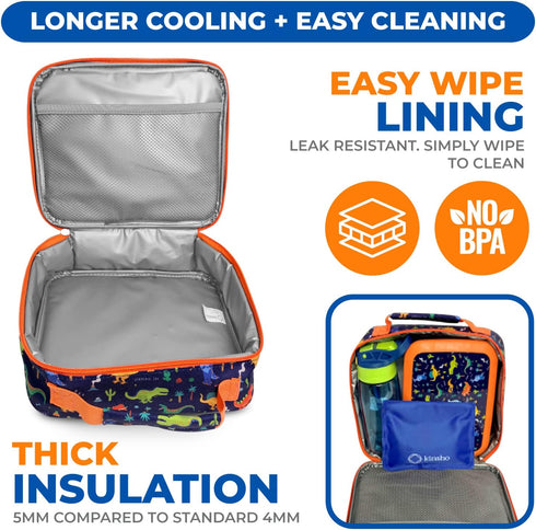 Dinosaur Lunch Box with for Boys with Ice Pack, Insulated Bag for Toddlers Kids Girls Baby Boy Daycare Pre-School Kindergarten, Container Boxes fo...