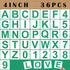 4'' Letter Stencils and Numbers Reusable Plastic, 36 Pcs Alphabet Art Craft Stencils, Number Symbol Templates Letter Stencils for Wood, Wall, Scri...
