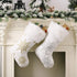Comfy Hour Let It Snow Collection 18"x11" Christmas Winter Snowflake Stocking, Soft Plush Velvet Snowflake Embroidery Stocking, White and Gold, Po...