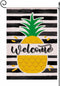 Welcome Summer Pineapple Stripes Garden Flag,Hello Summer Cute Double Sided Seasonal Burlap Flag for Yard Lawn Outdoor Decor 12.5x18 inch...