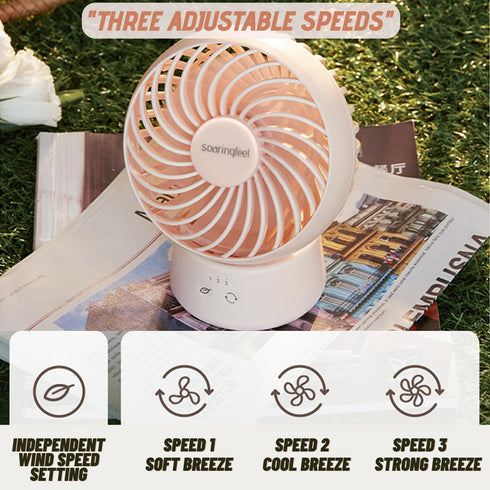 Portable Oscillating Desk Fan Table Fan Small Mini Fans Rechargeable 3.5 Inches Handheld Portable Table Top Fans for Office Desk Indoor/Outdoor (P...