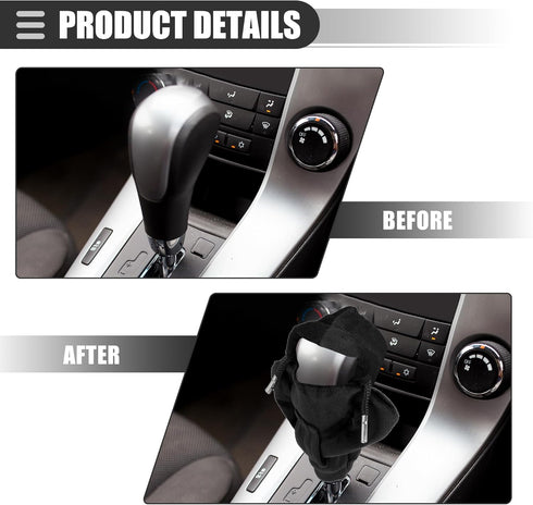 Motoforti Universal Car Gear Shift Cover Shift Knob Cover, Gear Stick Cover Shift Gear Cover, Fashionable, Fabric, Black...