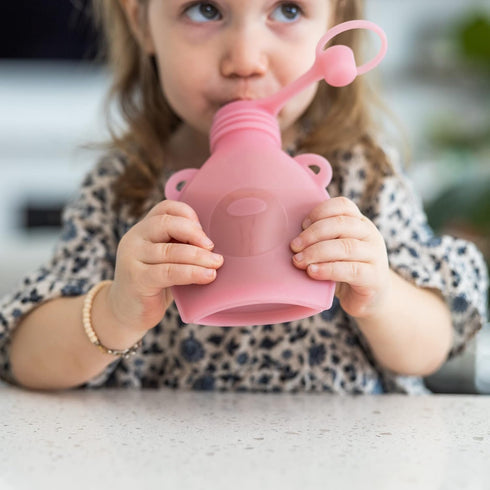 Reusable Baby Food Pouches – 5oz Leakproof Squeezy Self Feeding Toddler Sippy Cup with Straw – Freezable Silicone Breast Milk Storage Feeder Bottl...