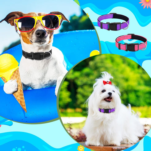 6 Pcs Reflective Dog Collar Soft Padded Breathable Nylon Pet Collar Adjustable Puppy Collar with Safety Locking Buckle for Dogs Cats Puppy Pets Ac...