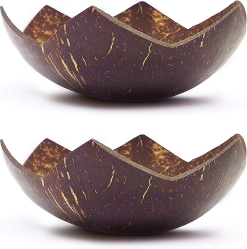 Set of 2 Jumbo Star Coconut Bowls, 2 Wooden Spoons & 2 Reusable Bamboo Straws - 100% Natural, Hand Carved by Artisans, Eco-Friendly & Sustainable ...