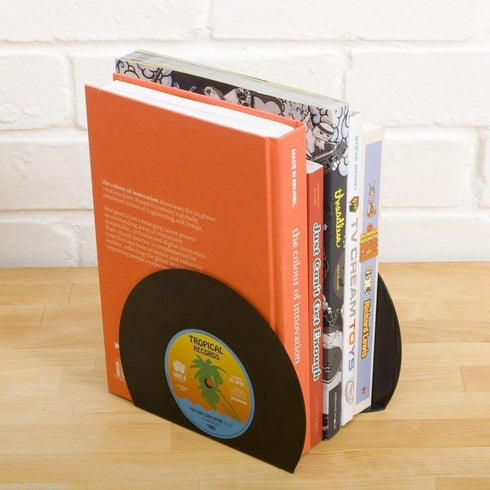 VinBee Bookends for Vinyl Records,Book Ends for Heavy Books,Book end,Retro Vinyl Record Bookend-Classic CD Shape Decorative Music Theme Bookends- ...