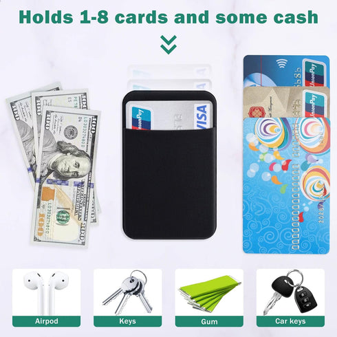 3Pack Cell Phone Card Holder Pocket for Back of Phone,Stretchy Stick on Wallet Credit Card ID Case Pouch Sleeve Self Adhesive Sticker with Flap fo...