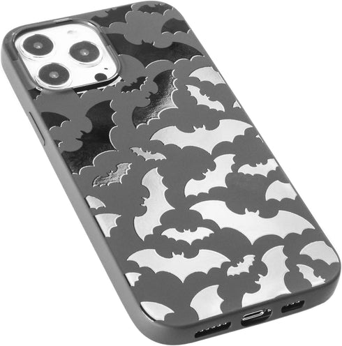 Matte Black Case compatible with - iPhone 12 Pro Max - 6.7 inch Protective TPU Rubber Cover Cute Bats Spooky Print Classy Bumper Non-Slip Lightwei...