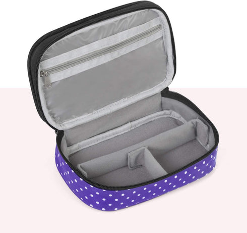 Teamoy Jewelry Travel Case Organizer - Small Storage Bag for Necklace, Earrings, Rings, Watch, Purple Dots...